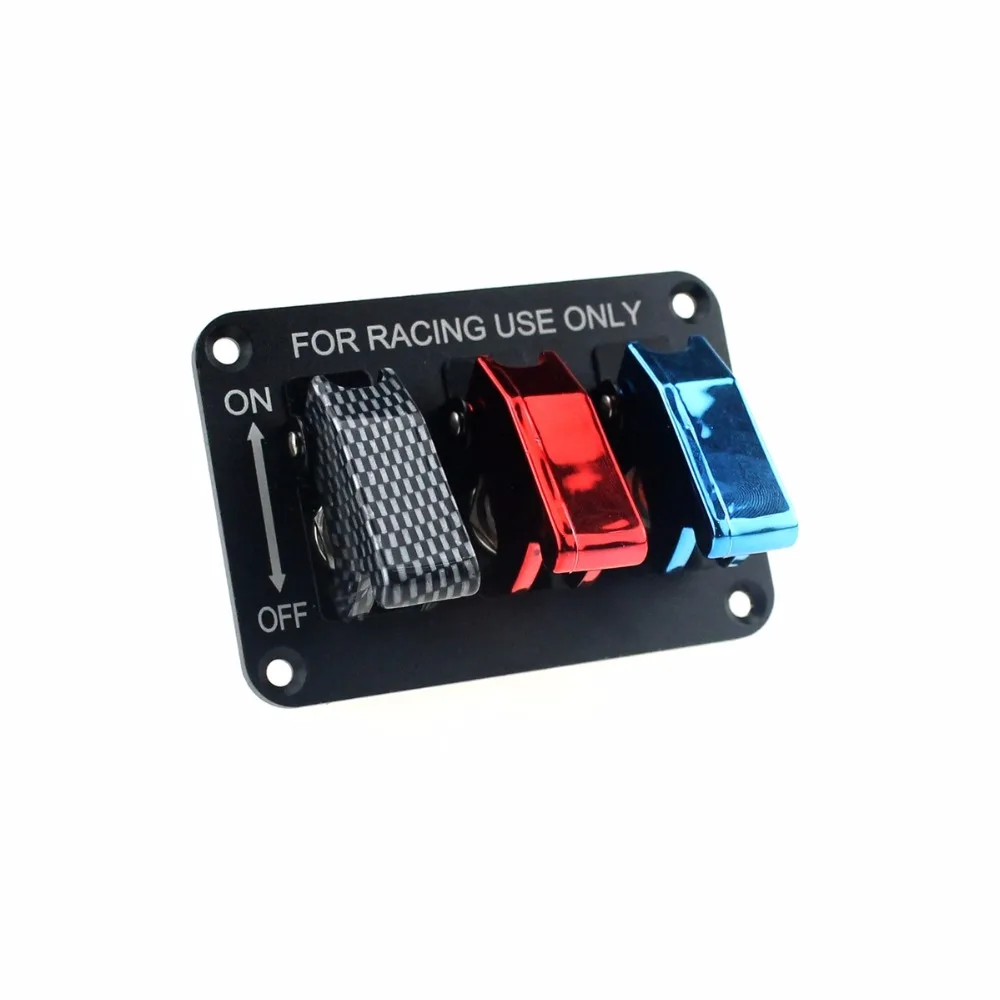 DC12V 20A Toggle Switch Panel Carbon Fiber& Red& Blue Racing Car Switch Panel for Racing Car with cable