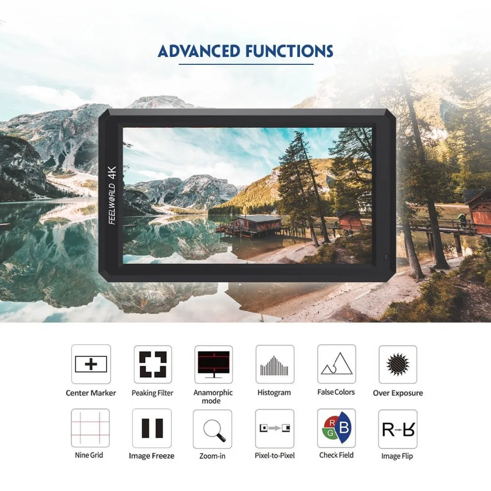 5 7 дюймовый Full HD монитор Feelworld F6 для прямого эфира с рычагом наклона 4K HDMI вход DC