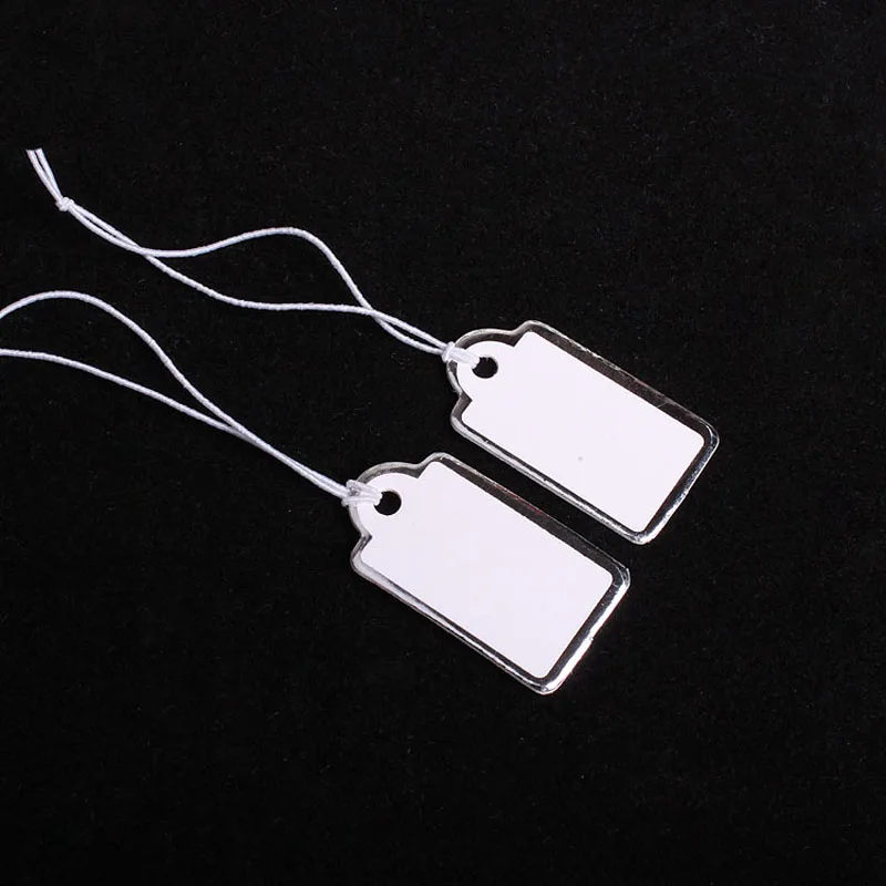 

direct deal writable Price Label Suspender with Elastic Line White Card Hot Silver Line 1.5cm*2.7cm 100pcs