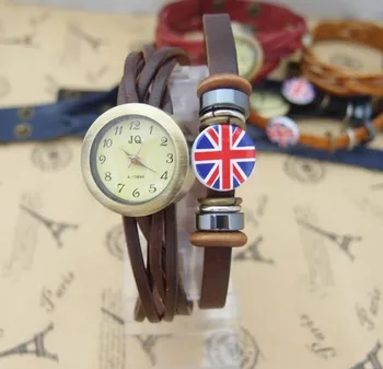 

Hot Sales Fashion Uk Flag Genuine Leather women ladies dress watch quartz wristwatch Relogio Feminino P-8