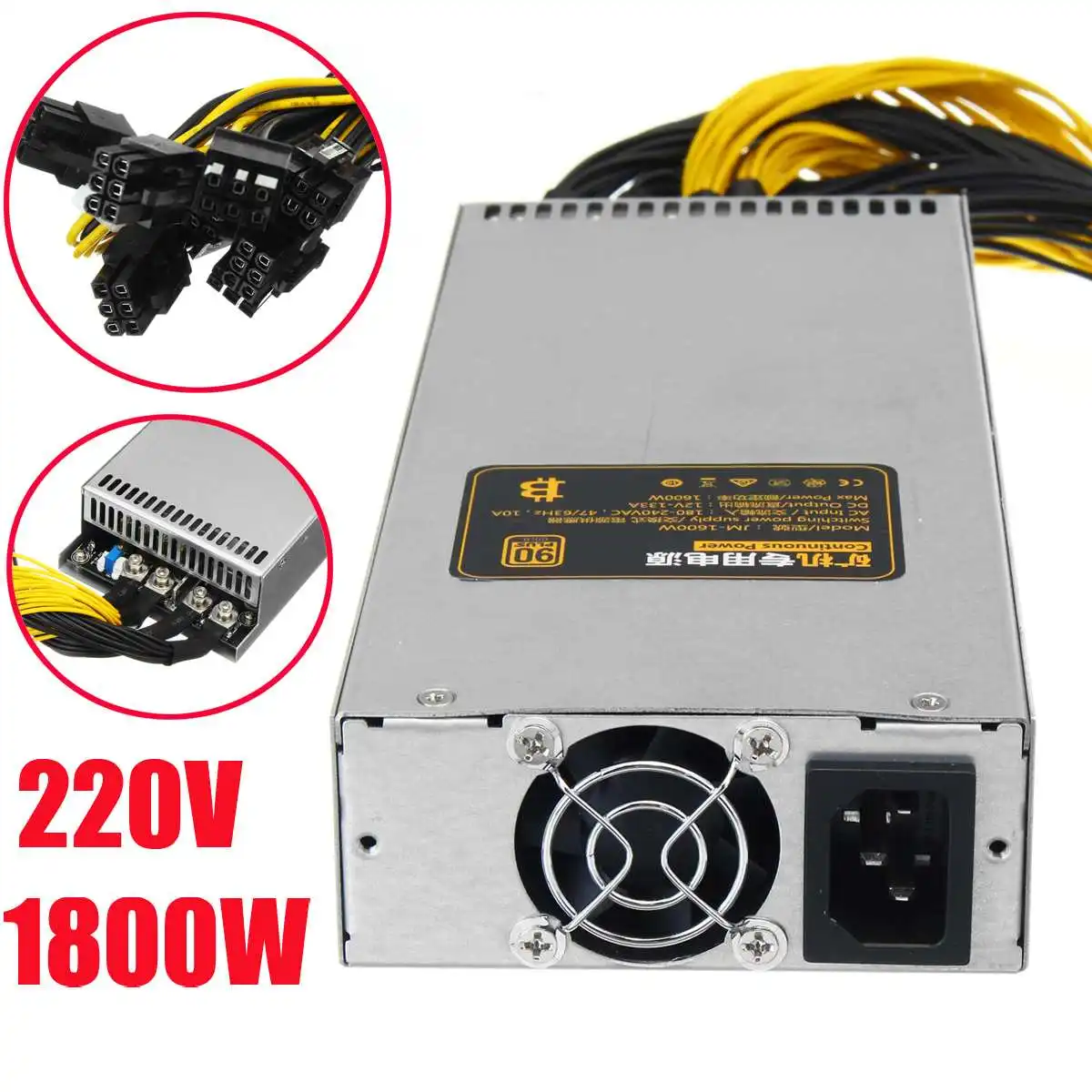 

1800W Powers Supply 6PIN*10 Antminer Coin Miner Mining Machine Mining Powers Max 1800W PSU For S7 S9 L3+ D3 R4 APW3