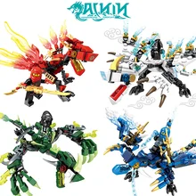 4 un. ninjago dragon knight bloco de construção, dinossauro compatível legoingninja tijolos, brinquedos para crianças, figuras, brinquedos educativos