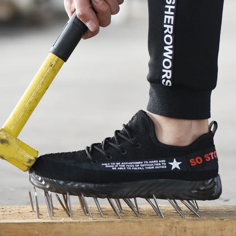 

large size men casual breathable steel toe cap work safety shoes construction site worker shoe tooling security boots protection