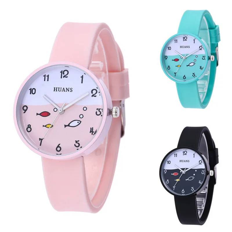 Лидирующий бренд 2019 Новый HUANS детские часы для женщин девушки clcok Детские Кварцевые часы простой, маленький, новый силиконовые детские часы