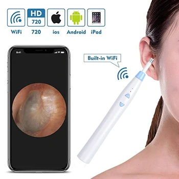 

Wireless Ear Endoscope WiFi Otoscope 1.0MP with 6 LED Ear Endoscope Camera Earwax Cleaning Tool for iPhone,IOS,Android ,Samsung