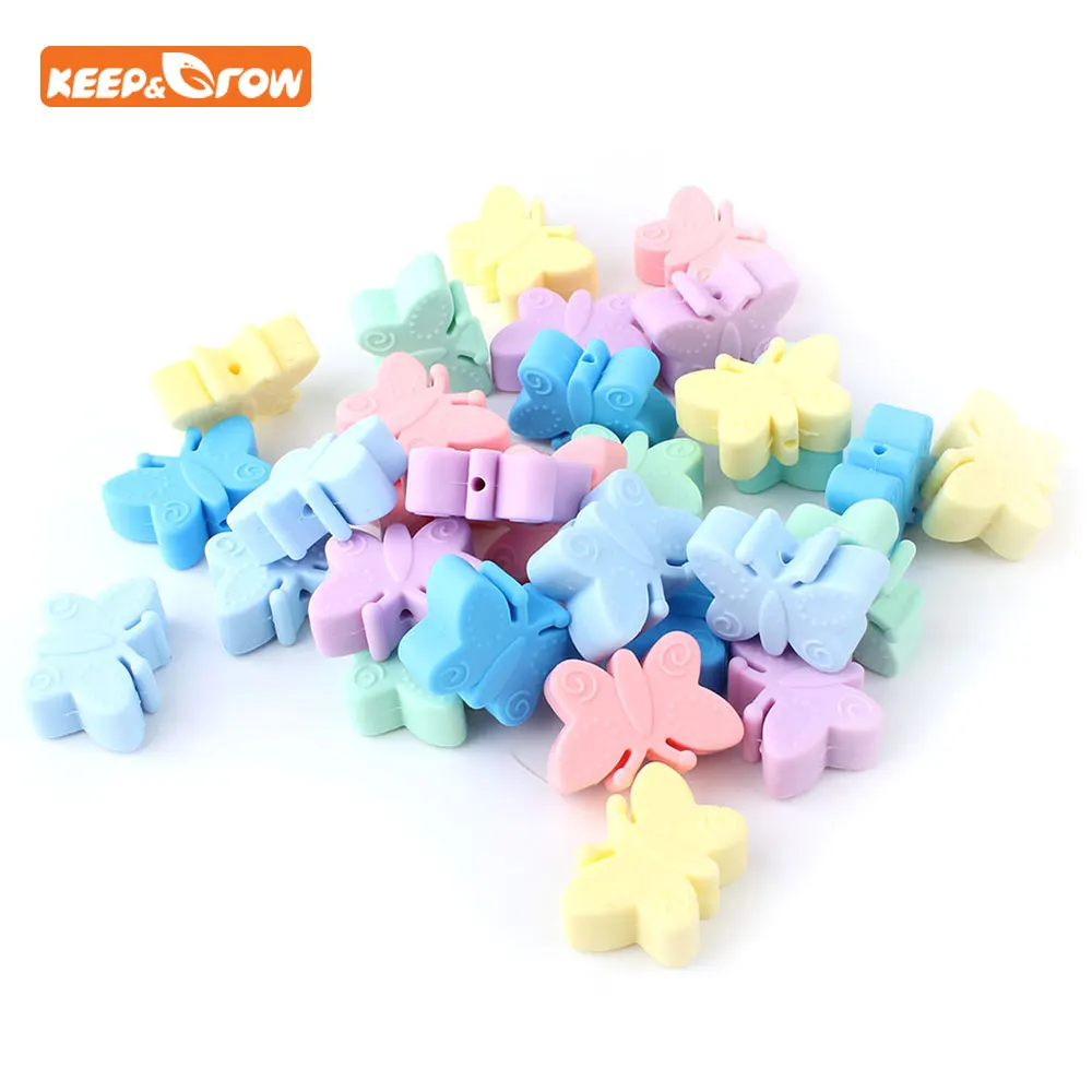 

Keep&grow 50Pcs Butterfly Silicone Beads Cartoon Teething Beads For Jewelry DIY Making Bead BPA Free Baby Teething Necklace Gitf