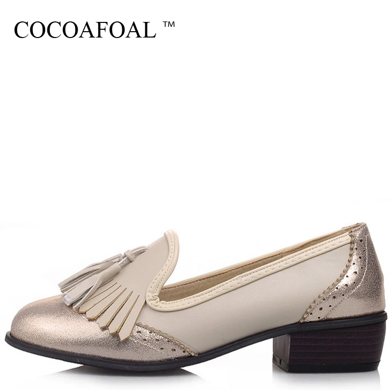 

COCOAFOAL Woman Golden Fringe Flats Plus Size 34 - 43 Loafers Black Silver Platform Shoes Spring Autumn Round Toe Casual Flats