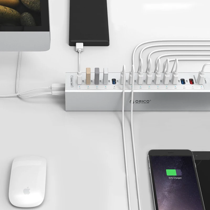 ORICO A3H13P2 SV 13 разъемов USB 3.0 HUB распределитель с 2 зарядными портами 5 В 4 A Быстрая