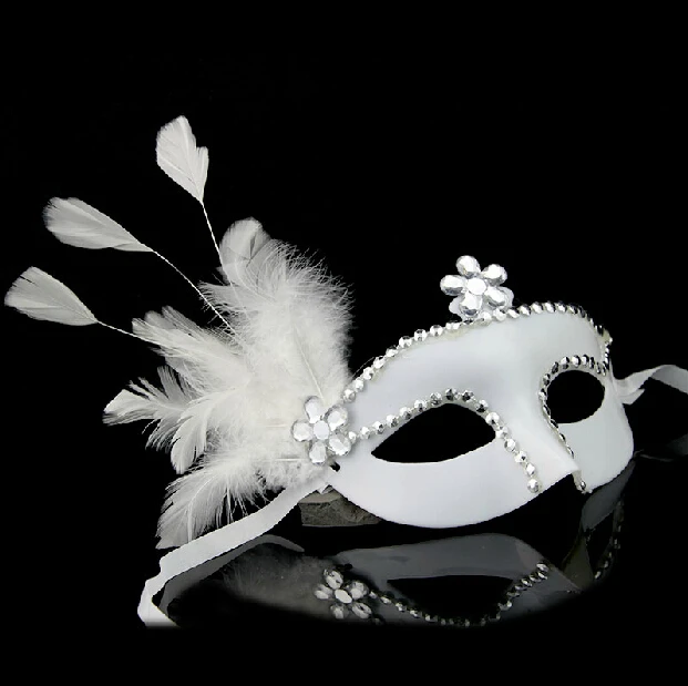 Fashion Party Wedding Party White Feather Mask Dance Mask Costume Ball