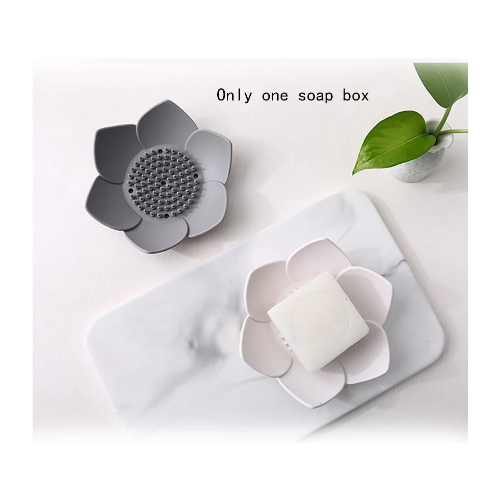 Holder Storage Shower Bathroom Supplies Soap Box Container Flower Shape Accessories Silicone Dish Hollowed Drain Anti Slip Home