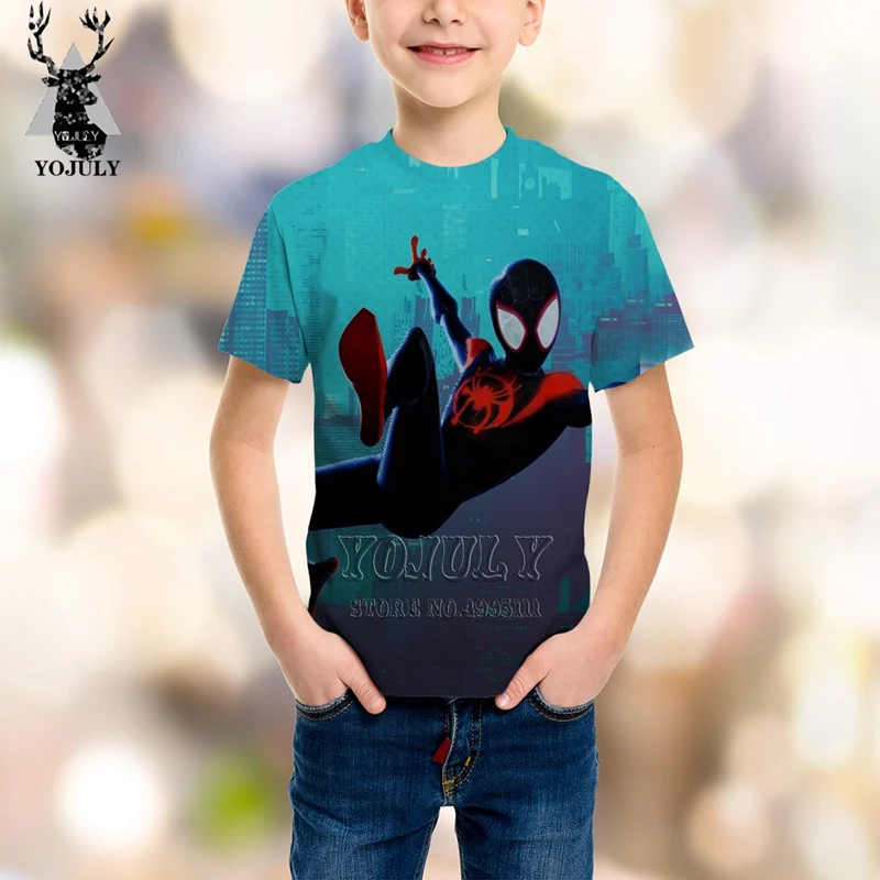 

YOJULY 3D Print Kids Spider-Man: Into the Spider-Verse Superhero Black Spider Children Casual Tshirt T-shirt Boy Girl Tops C17