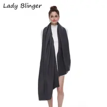Lady Blinger women fashion striped deep grey cashmere shawl super soft ripple wraps pashmina for female