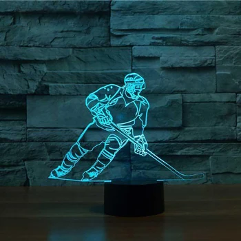

Ice Hockey Player LED 3D Lamp For Kids Gift Baby Sleeping Night Light Sports Fans Gift USB Luminaria Table Lamp