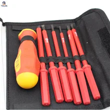 Teumi Набор отверток с изоляцией приспособленный для электроработ Phillips 1000V Высокая Напряжение устойчивый ручных инструментов 7PcsTorx