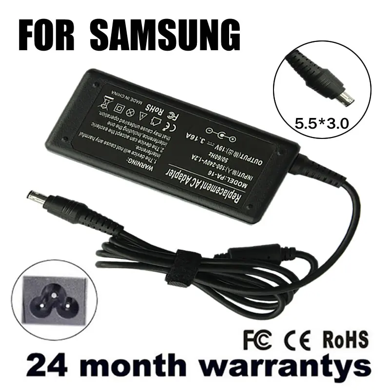AC Adapter Laptop Charger 19V 3.16A For samsung notebook R429 R430 R428
