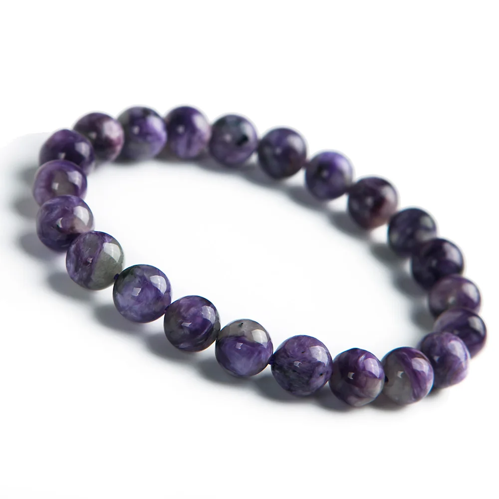 

Genuine Natural Purple Charoite Gemstone Women Round Beads Jewelry Charming Bracelet 9mm From Russian Healing Stone AAAA