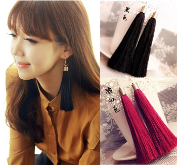 Momoko black vintage tassel earrings long earring big earrings fashion earrings free shipping C45-C50