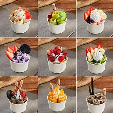 Моделирование дисплей еда реквизит поддельные фрукты жареное мороженое rolls модель мороженое ролл образец Фрай йогурт моделирование свернутый мороженое