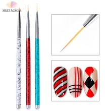 MeetAcross 3 шт. набор кистей для рисования карандаши тонкие профессиональные металлические ручки для полировки краски для рисования Kolinsky Nail Art Кисти тонкие