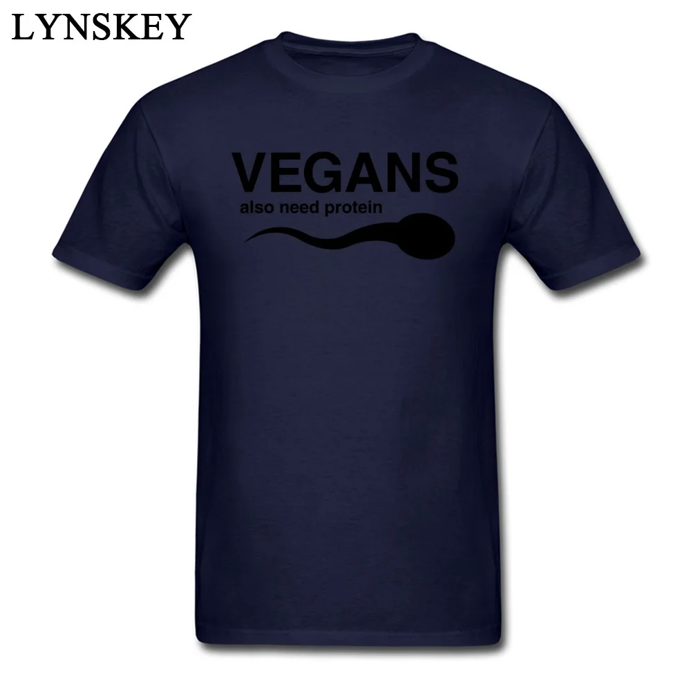 Design T Shirts Company Round Neck Vegans Also Need Protein 100% Cotton Adult Tops Shirt Design Short Sleeve Tee-Shirts Vegans Also Need Protein navy