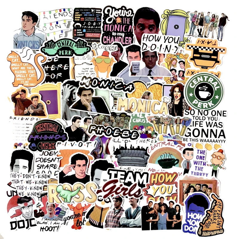 

66pcs friends tv show fans gift decoration Sticker for suitcase DIY scrapbooking album Luggage Laptop Phone decal Sticker