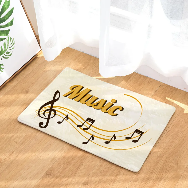  Flannel Waterproof Floor Mat Cartoon Music Piano Keyboard Pattern Door Mat Entrance Deurmat Home De