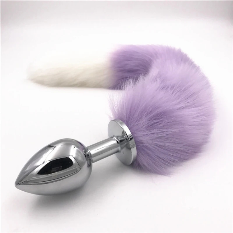 Anal Plug Animal Faux Fox Tail 3 Size Stainless Steel Butt -2869