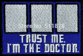 

3" DOCTOR WHO TARDIS TRUST ME I'M THE DOCTOR Movie TV Show Series Costume Embroidered iron on patch Tshirt TRANSFER APPLIQUE