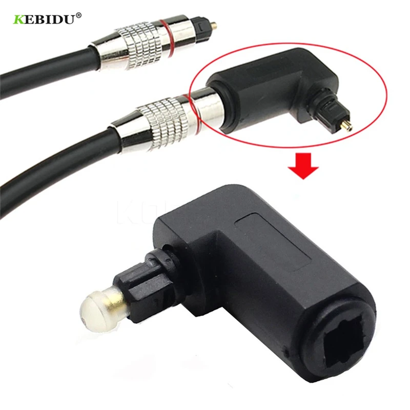 

kebidu Toslink Female to Toslink Male Stereo Audio Optical 90 Degree Right Angle Audio Cable Adapter Converter 360 Rotates