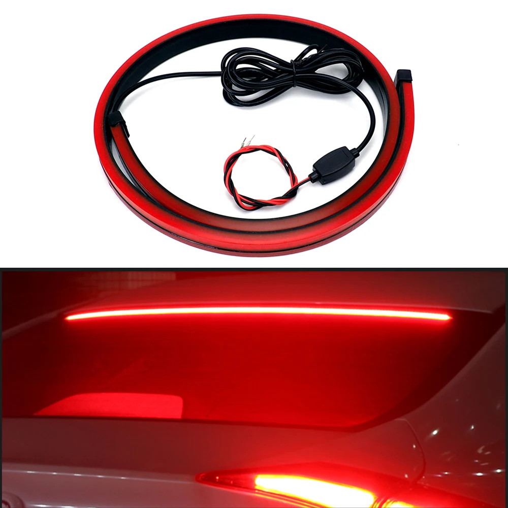 

90cm Flexible Car LED Light High Mount Stop Rear Tail Warning Strip Interior Lights Auto Third Additional Brake Lamp Car Styling