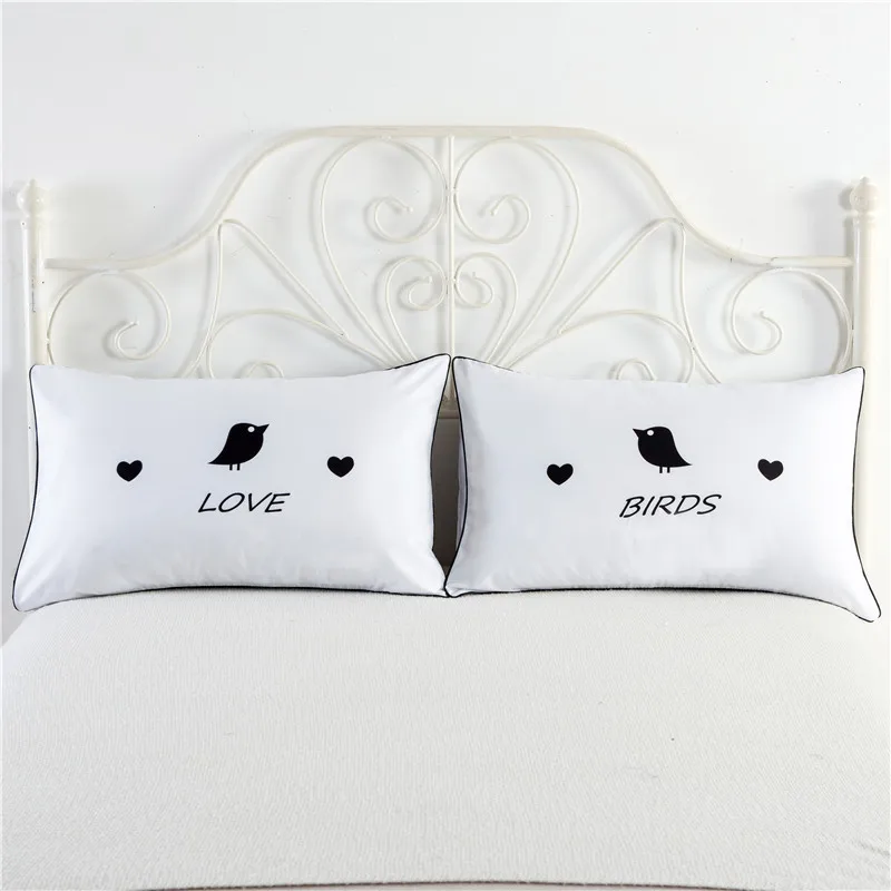 2 Pcs/Set Lovely King And Queen Bedding Outlet Pillow Covers Couples