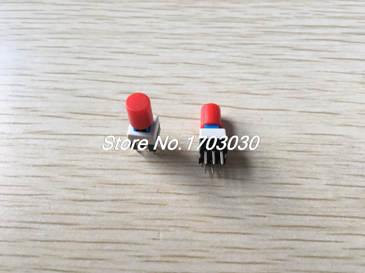 

10 Pcs 7 x 7mm x 16mm Panel PCB Tact Tactile Push Button Switch Self Lock w Cap