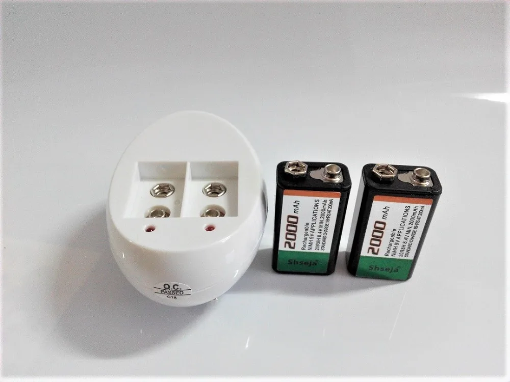Vente 2 pcs Grand capacité 2000 MAH 9 volts Ni MH batterie + Universelle 9 v UE chargeur ensemble