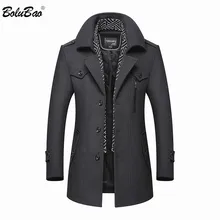 Pea Coat Woolen Men's BOLUBAO Blends Winter Casual New Male Brand Solid