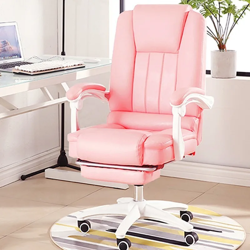High Quality Pink Esports Poltrona Silla Gamer Boss Gaming Office Synthetic Leather Chair With Foot