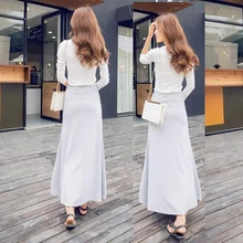 Высокая талия плиссированная элегантная летняя юбка женские юбки сплошной цвет длинные юбки Повседневные женские Faldas Saia один размер