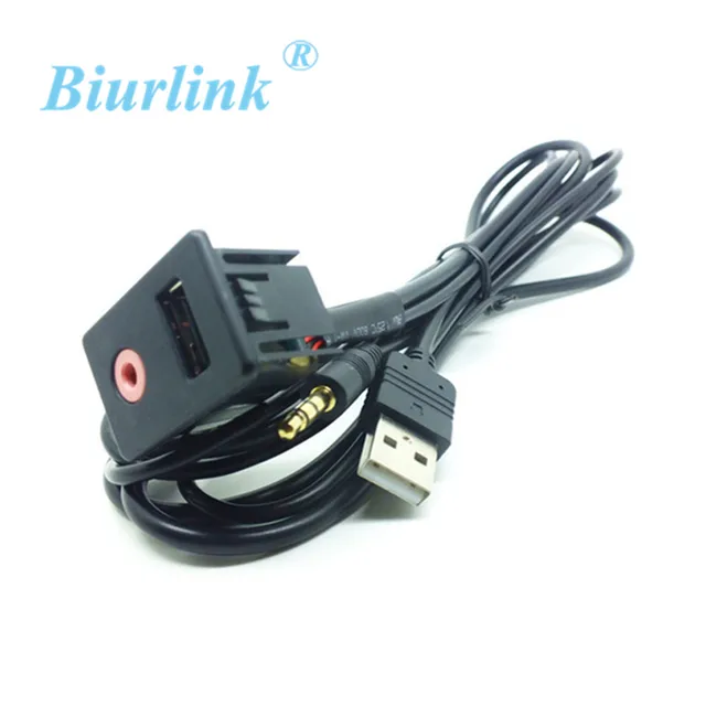 Car Dashboard Flush Mount 3.5MM Jack USB Female Extension