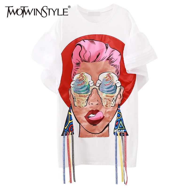 Twotwinstyle 2017 белый летнее платье для Для женщин туника с длинным бинты женский