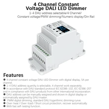 DC 12 В 24 В 4 канала Светодиодная лампа Dali диммер 20A 240 Вт 480 Вт Цифровой индикатор PMW затемнение на din-рейке светодиодные полосы освещения диммер