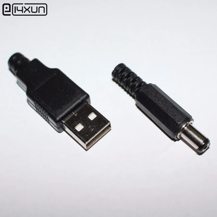 

2pairs USB Male Plug + 5.5*2.1mm DC Barrel Jack Power Connector AC plug Transfer Charger Interface converter DIY Parts