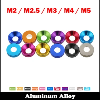 

M2 M2.5 M3 M4 M5 Black Silver Green Countersunk CSK Head Cone Taper Gasket Anodized Aluminum Alloy DIY Cylinder Car Model Washer