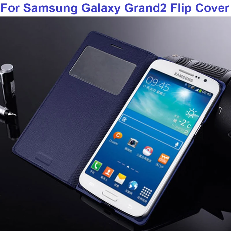 Чехол с откидной крышкой для Samsung Galaxy Grand 2 Grand2 чехол S View функцией задней крышки