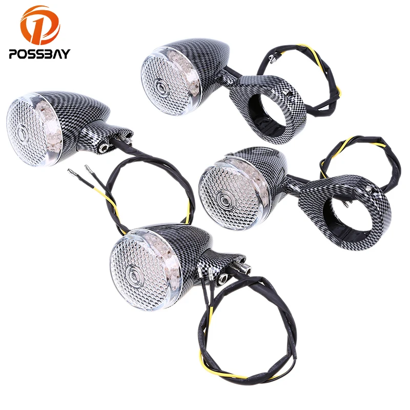 POSSBAY 4PCS Motorcycle LED Turn Signals Dirt Bike Motorbike Flashing