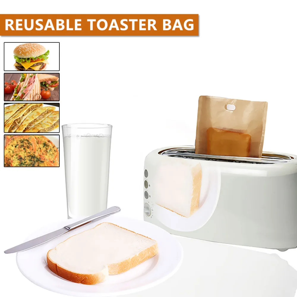 Fashion Reusable Toaster Bag Non Stick Bread Bag Sandwich Bags Coated