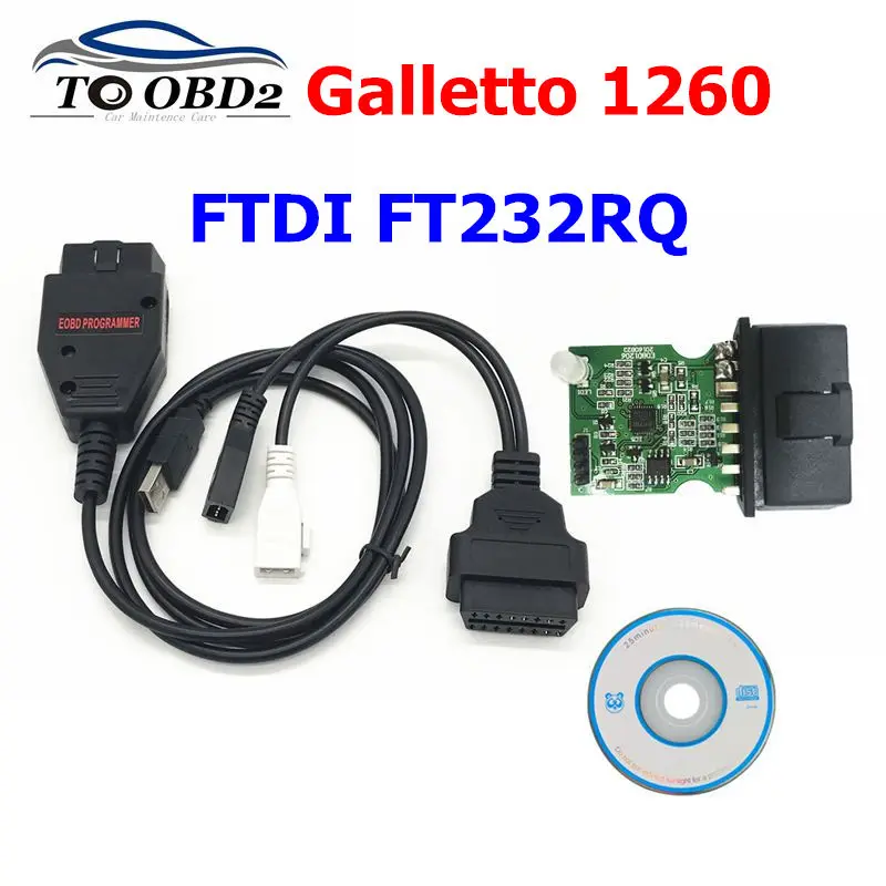 EOBD Galletto 1260 ECU Flasher диагностический инструмент FTDI чип OBD OBDII чтение и запись ECU для многоязычных автомобилей Galletto1260