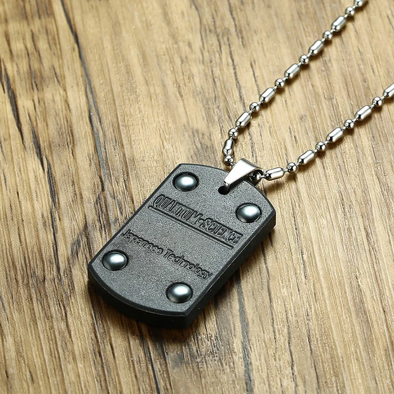 Нержавеющая сталь гематит Dog Tag вулканическая лава круглый био скалярный кулон квантовой энергии ожерелье с бесплатной цепочкой