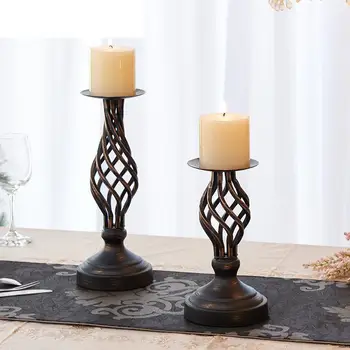 

Retro Candlestick European Style American Country Hollowing Candlestick Wedding Candlelight Dinner Props Table Decoration