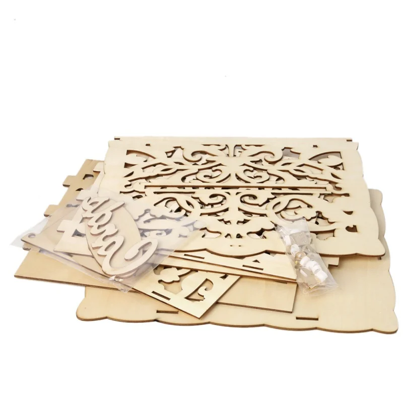  DIY Wooden Wedding Supplies Business Card Box Invitation Card Box Large Greeting Card Box - 33044385165