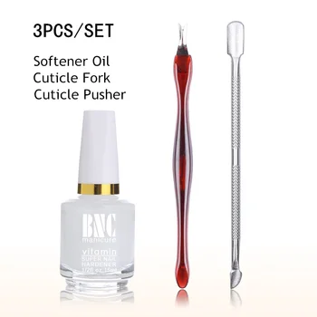 

NEE JOLIE 1Set Cuticle Softener Lotion Nourishment Oil & Cuticle Pusher Remover Fork Nail Art Tool Set