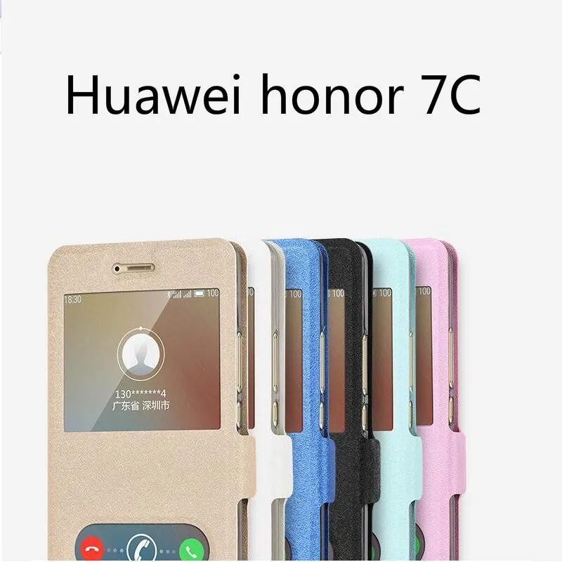 Русская версия кожаный чехол книжка для Huawei Honor 7C подставка с откидной подставкой
